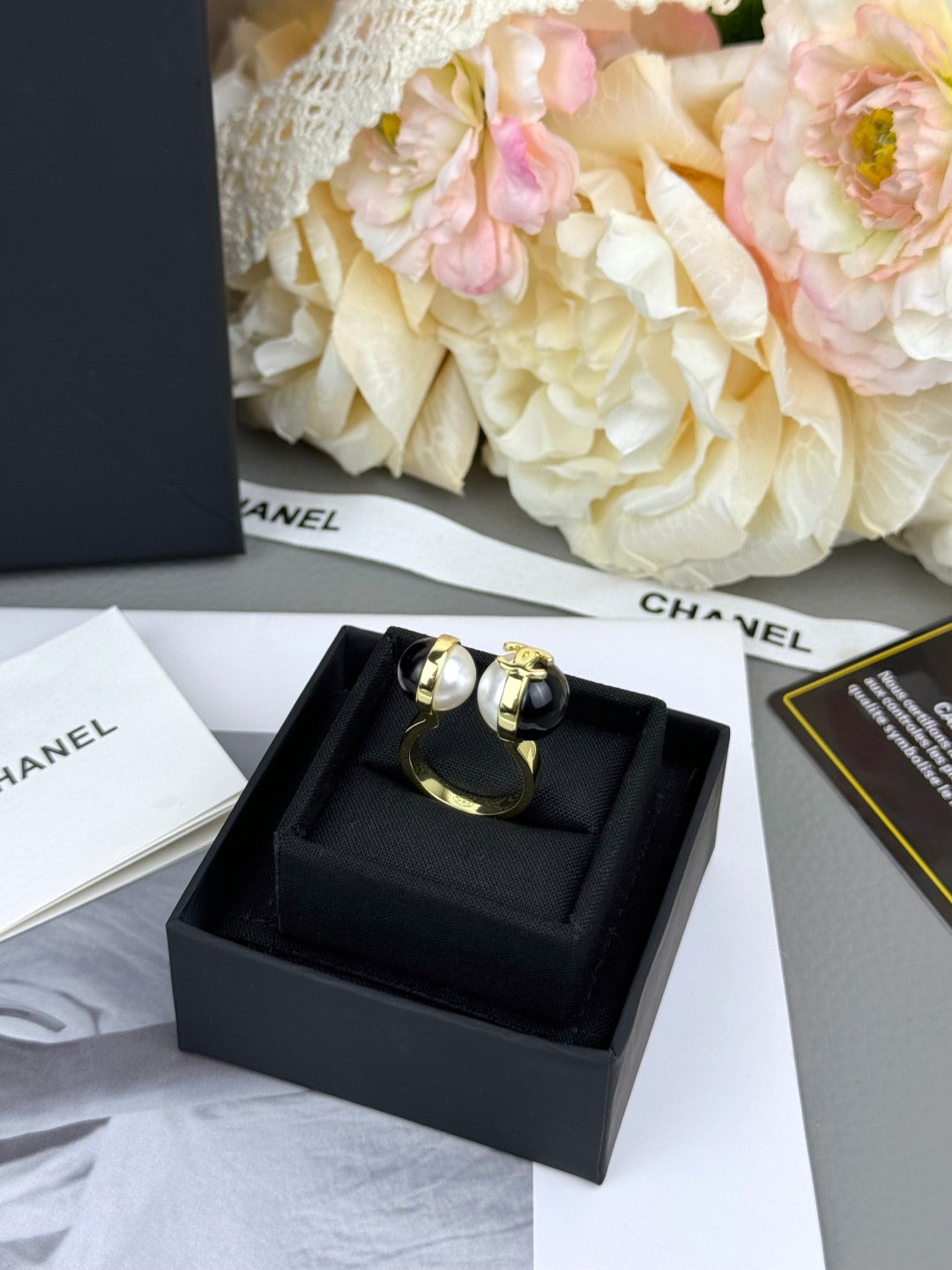 Open Ring with Contrasting Bead Ends