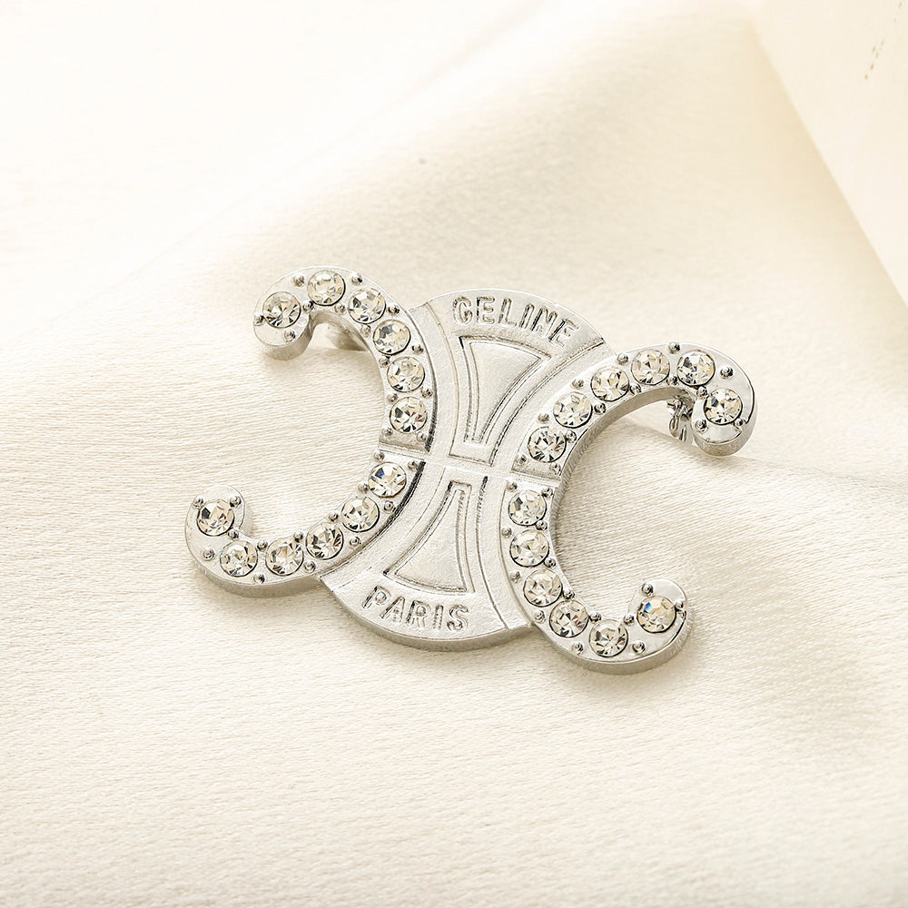 Alloy Steel Stone Outline Emblem Brooch