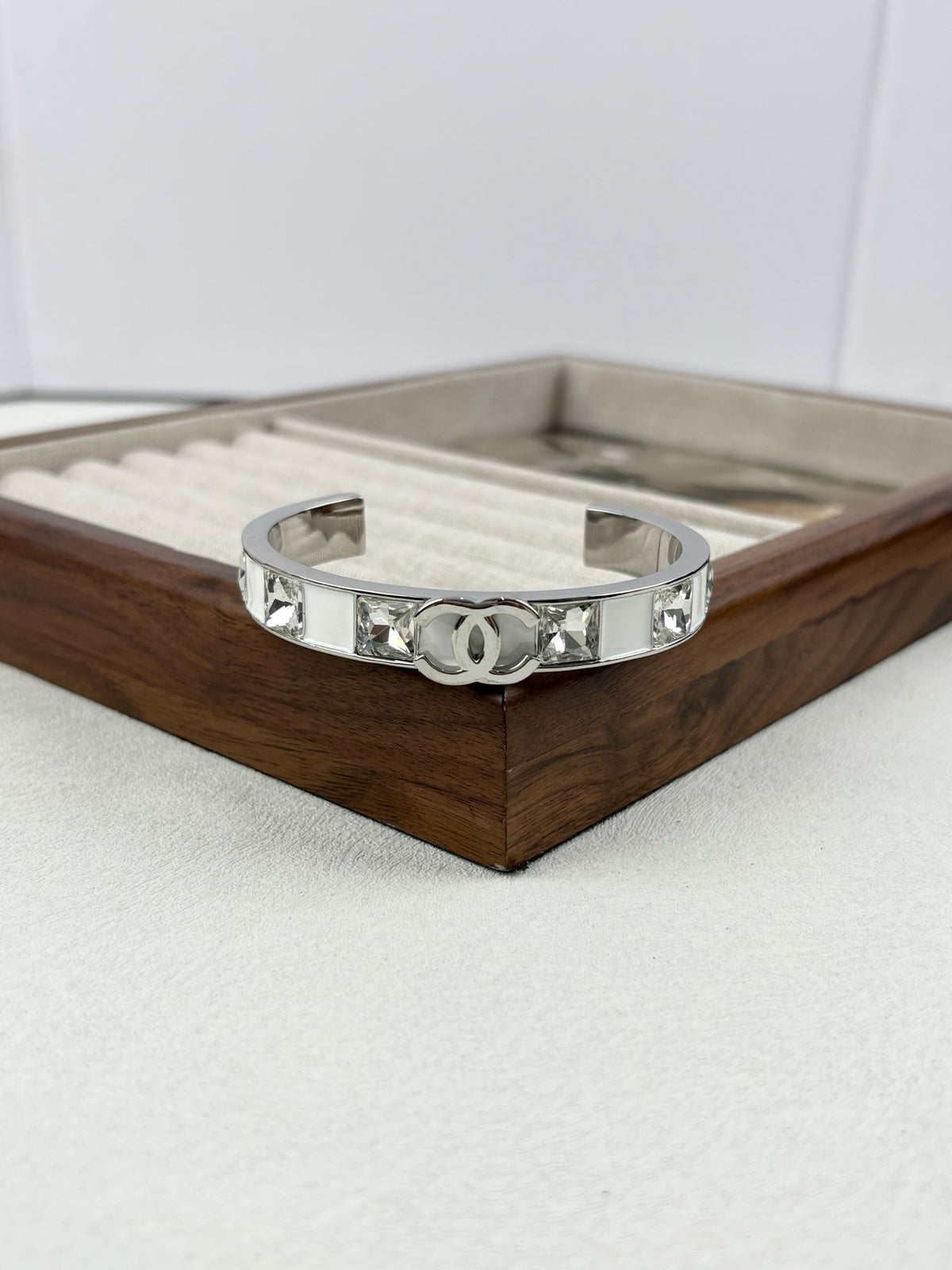 Raised Lettering Polished Cuff Bracelet