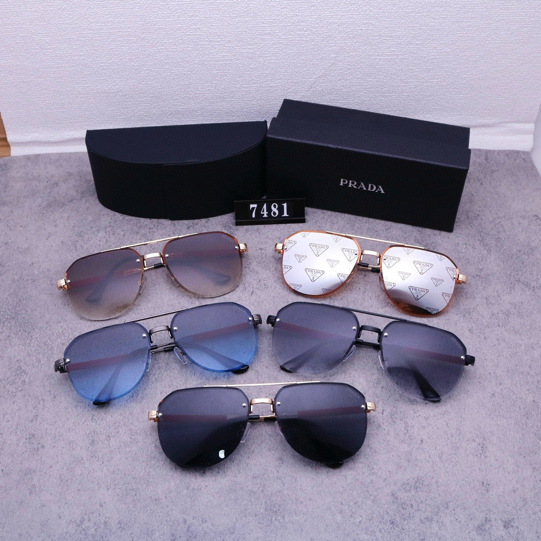 Squared Aviator Sunglasses with Contrast Temple Accents