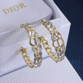 Mixed-Tone Oval Chain Hoop Earrings