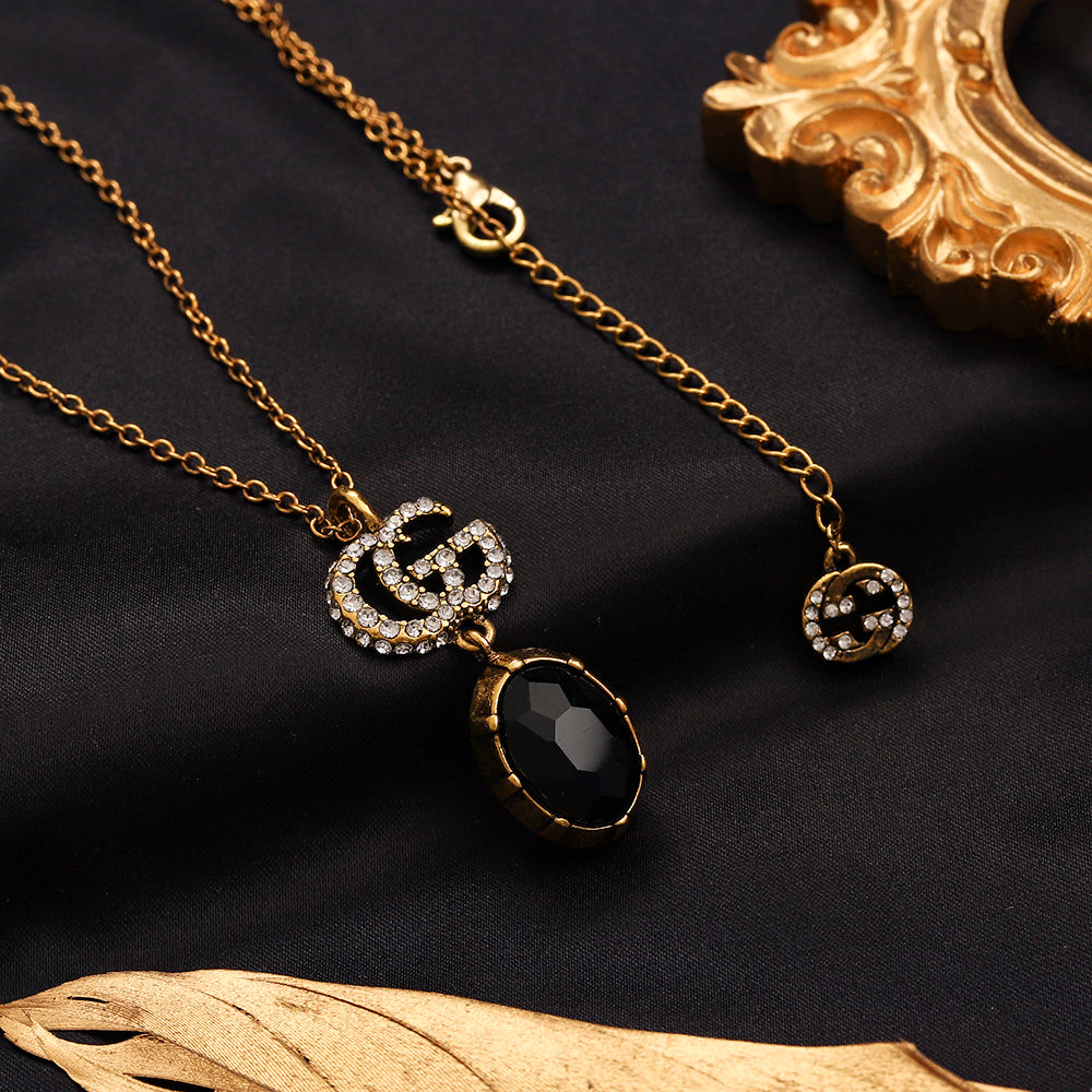 Alloy Oval Stone Earrings, Bracelet & Necklace Collection