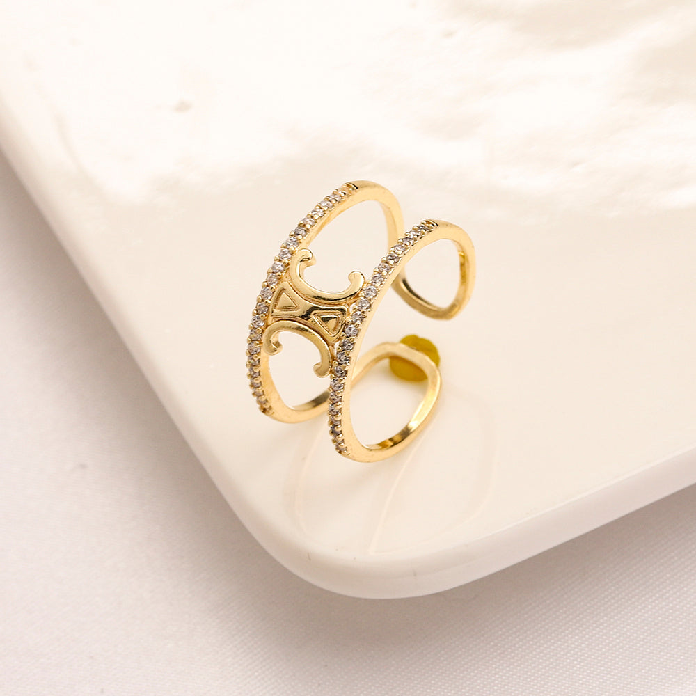 Open Double Band Ring with Stone Accents