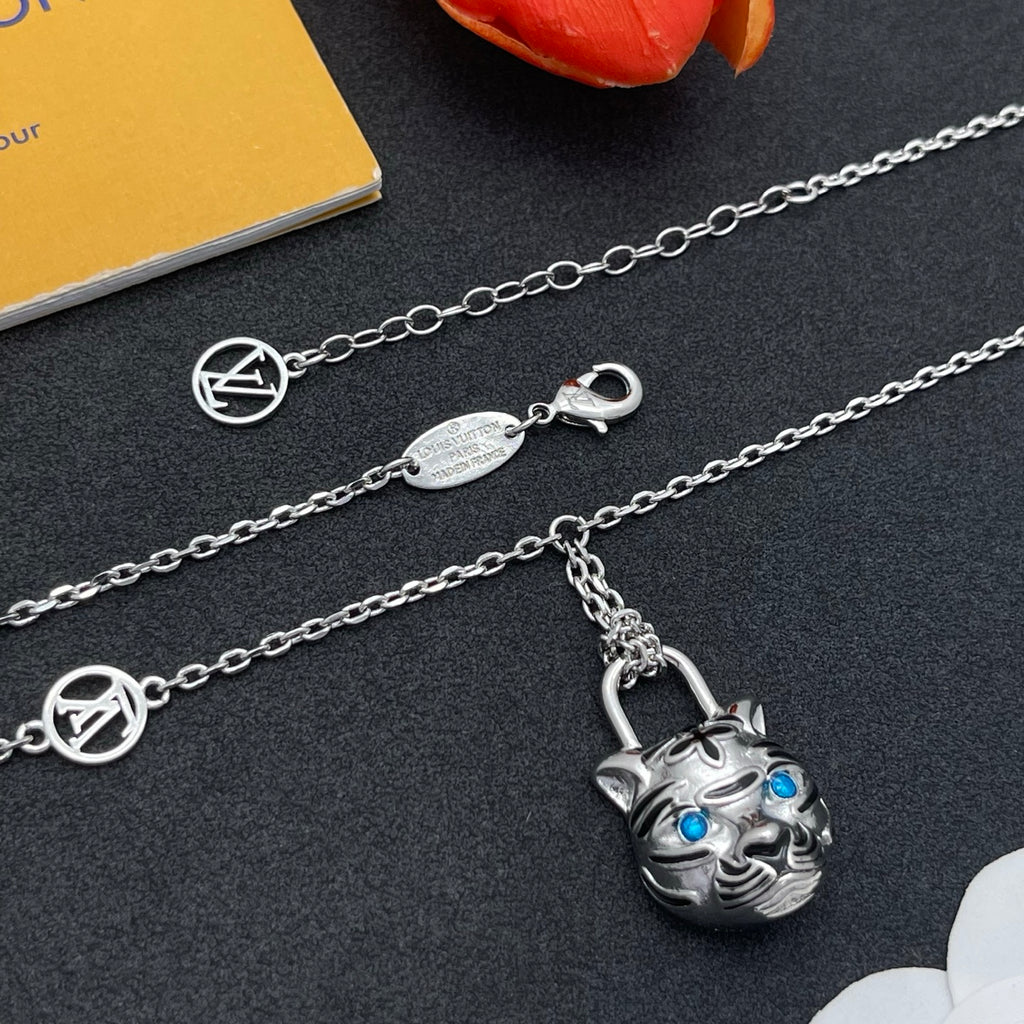 Pave Floral Pendant Station Necklace