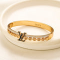 Bracelet jonc monogramme en acier inoxydable 304 à bord perlé