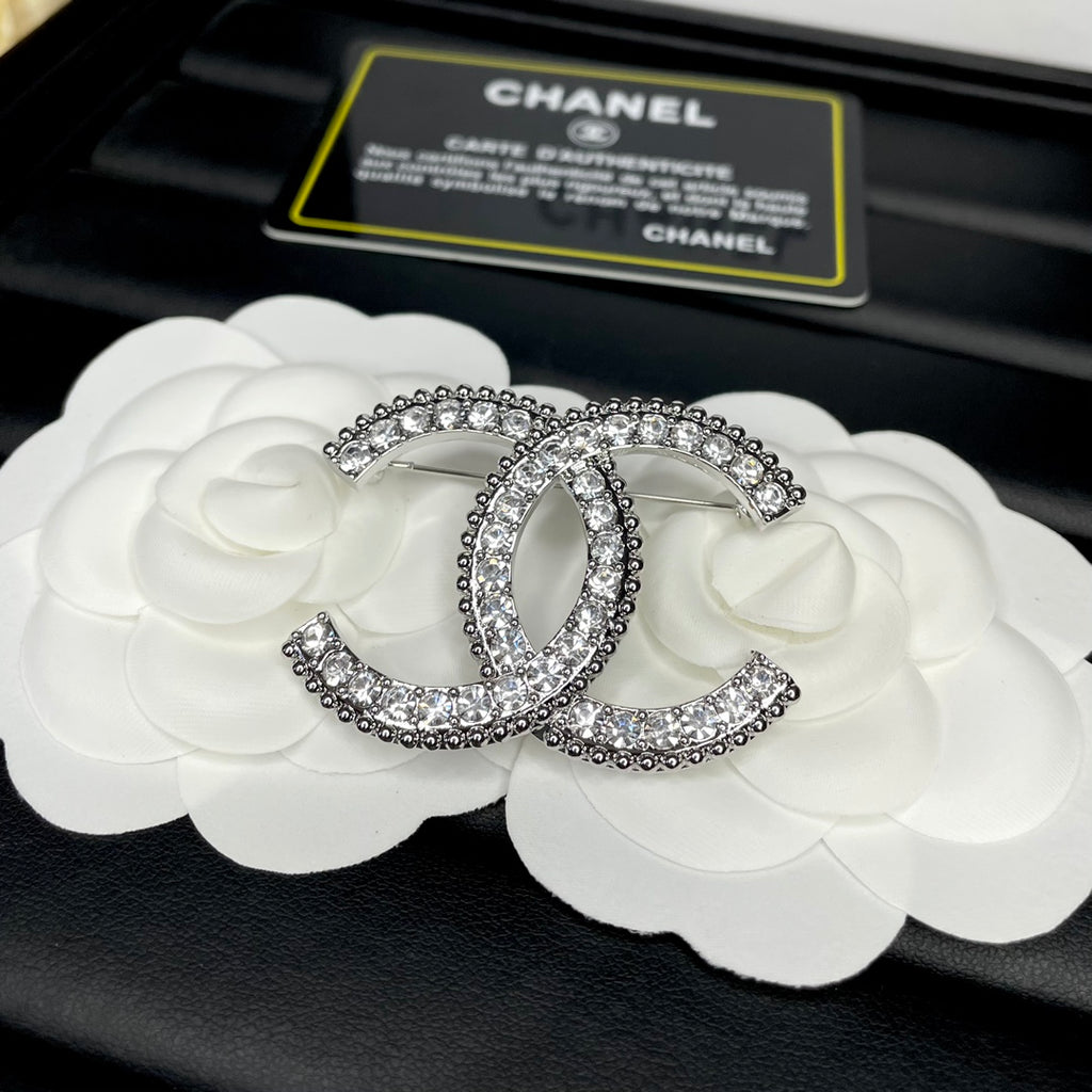 Pave Interlocking Emblem Brooch