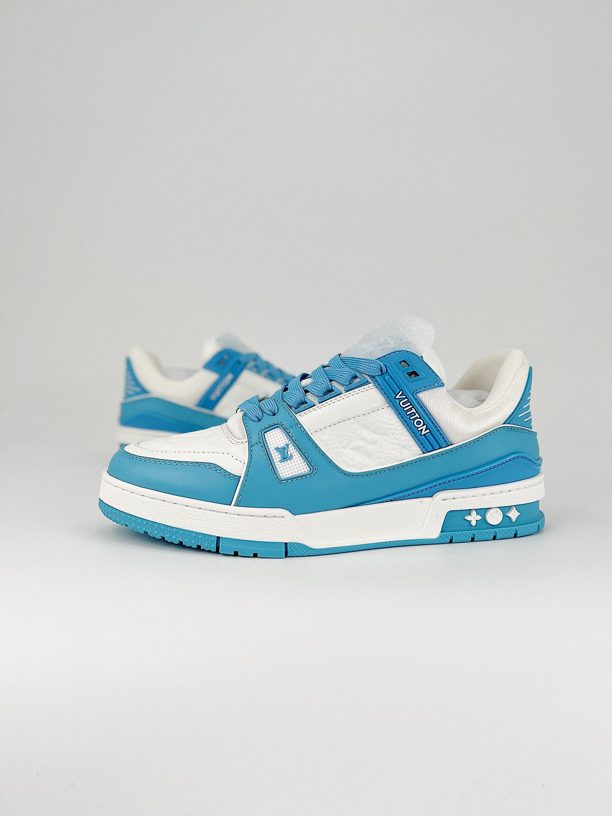 Sky Blue and White Low-Top Sneakers