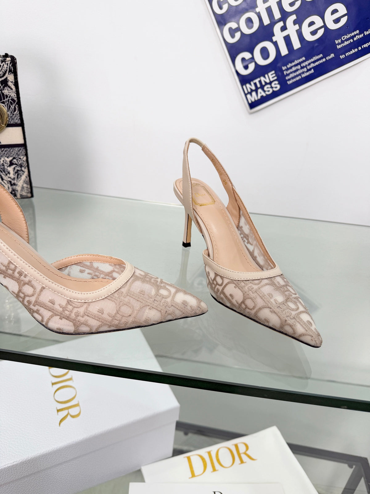 Monogram Pointed-Toe Slingback Pumps