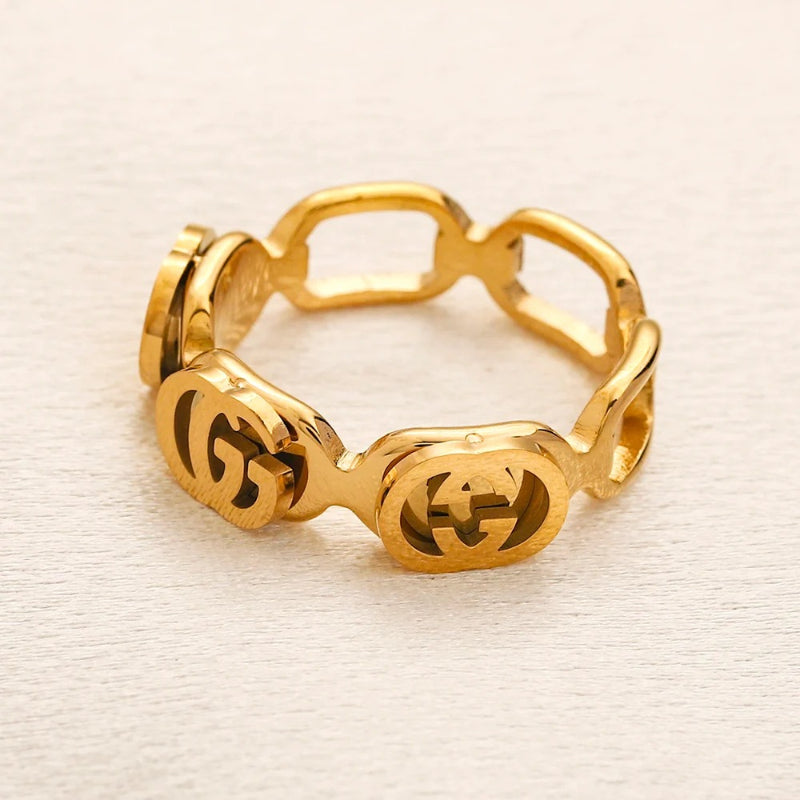 304 Stainless Steel Open-Link Emblem Ring