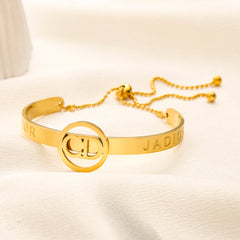 304 Stainless Steel Round Monogram Half-Chain Bracelet