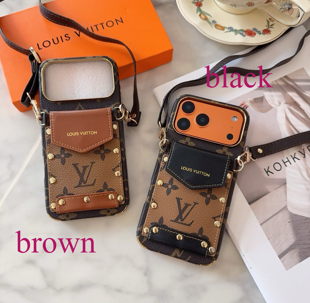 Monogram Flap Pocket Phone Case with Strap