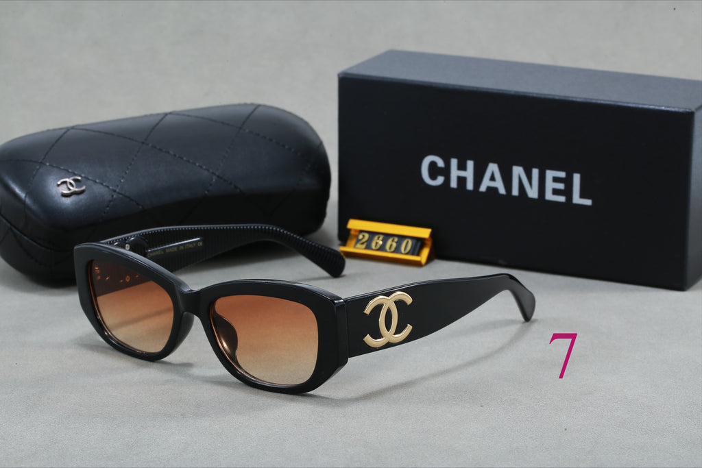 Gafas de sol cat-eye redondeadas con varillas con logotipo entrelazado