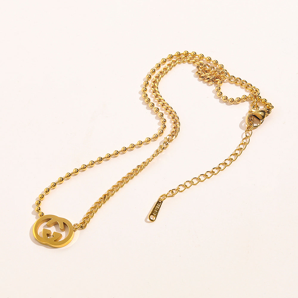 304 Stainless Steel Polished Double-G Earrings & Necklace Collection