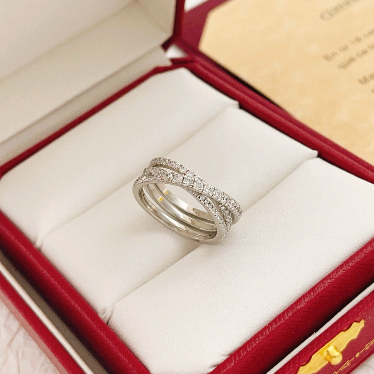 Silver-Tone Layered Pave Band Ring