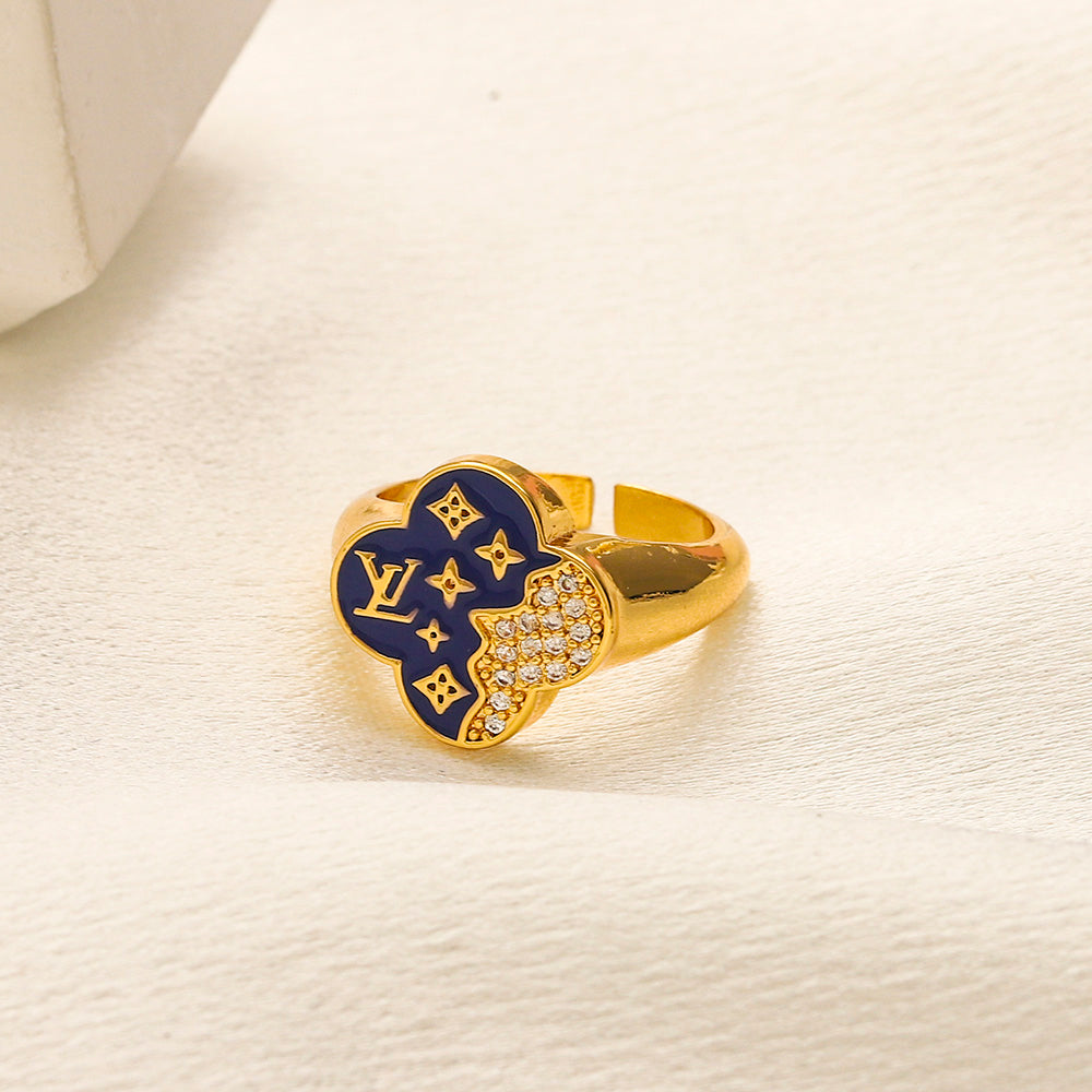 Color-Inlay Monogram Round Ring