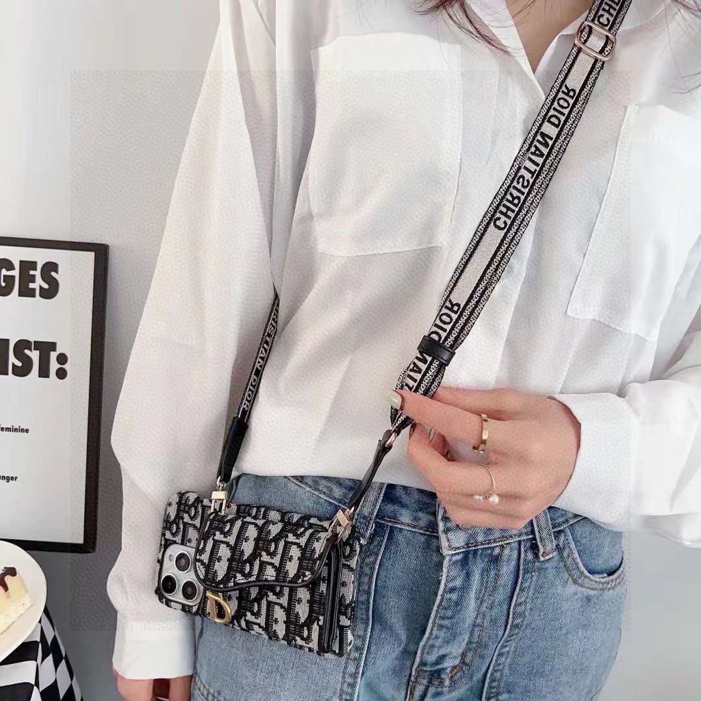 Monogram Phone Case with Wide Printed Strap