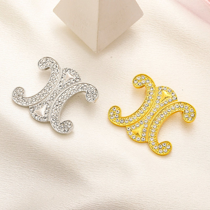 Alloy Steel Pave Emblem Brooch