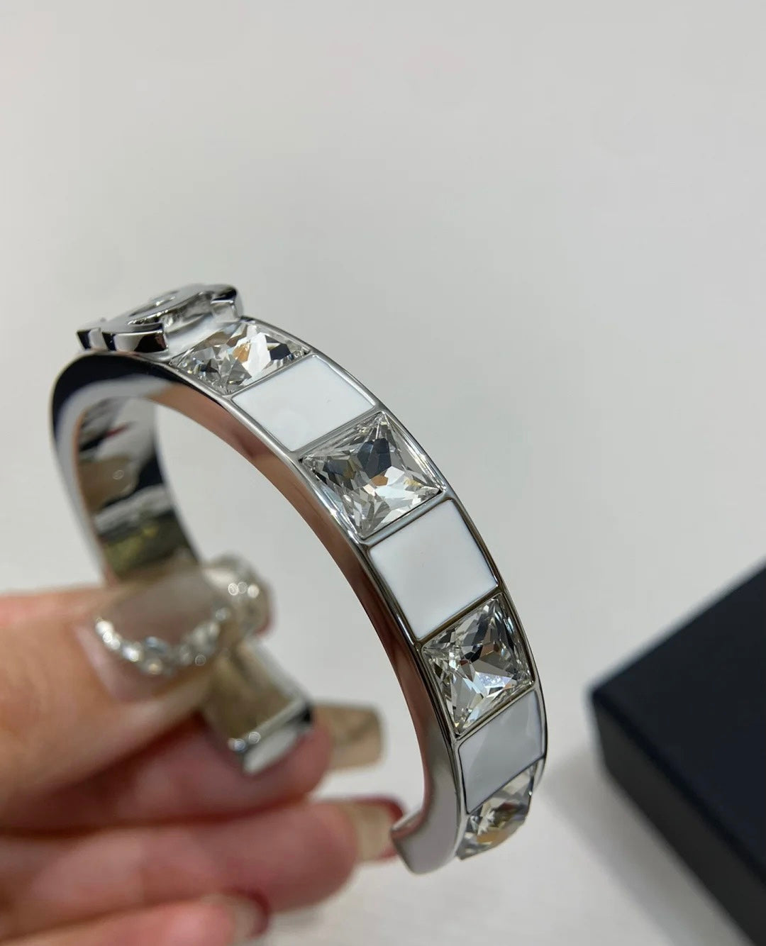 Raised Lettering Polished Cuff Bracelet