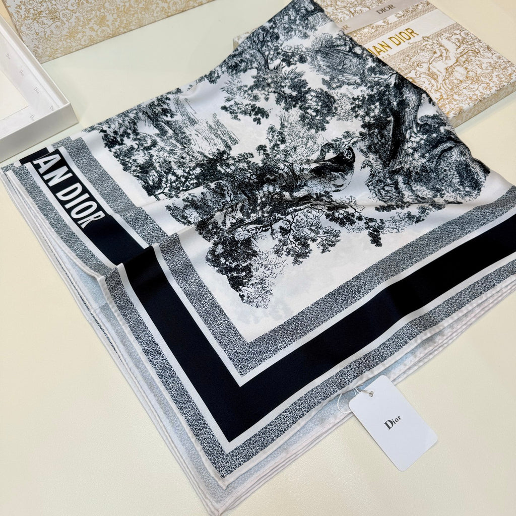 Foulard carré à imprimé paysage color block – 90 x 90 cm