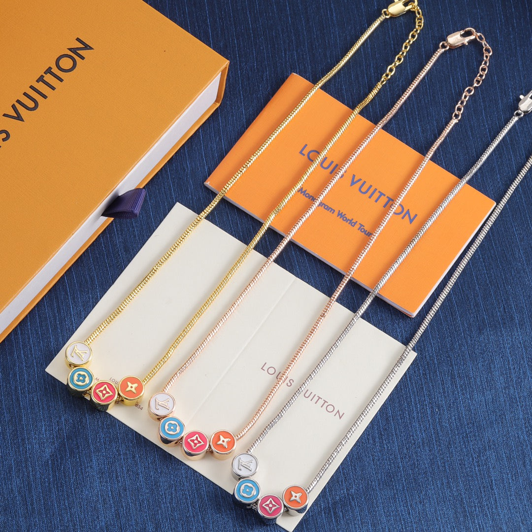 Multicolor Round Monogram Necklace