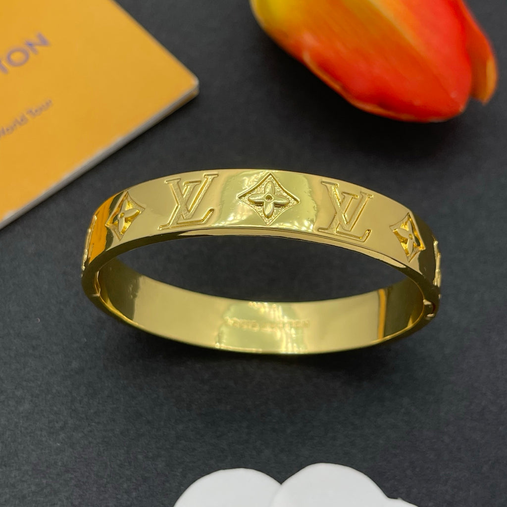 Engraved Floral Monogram Band Bracelet