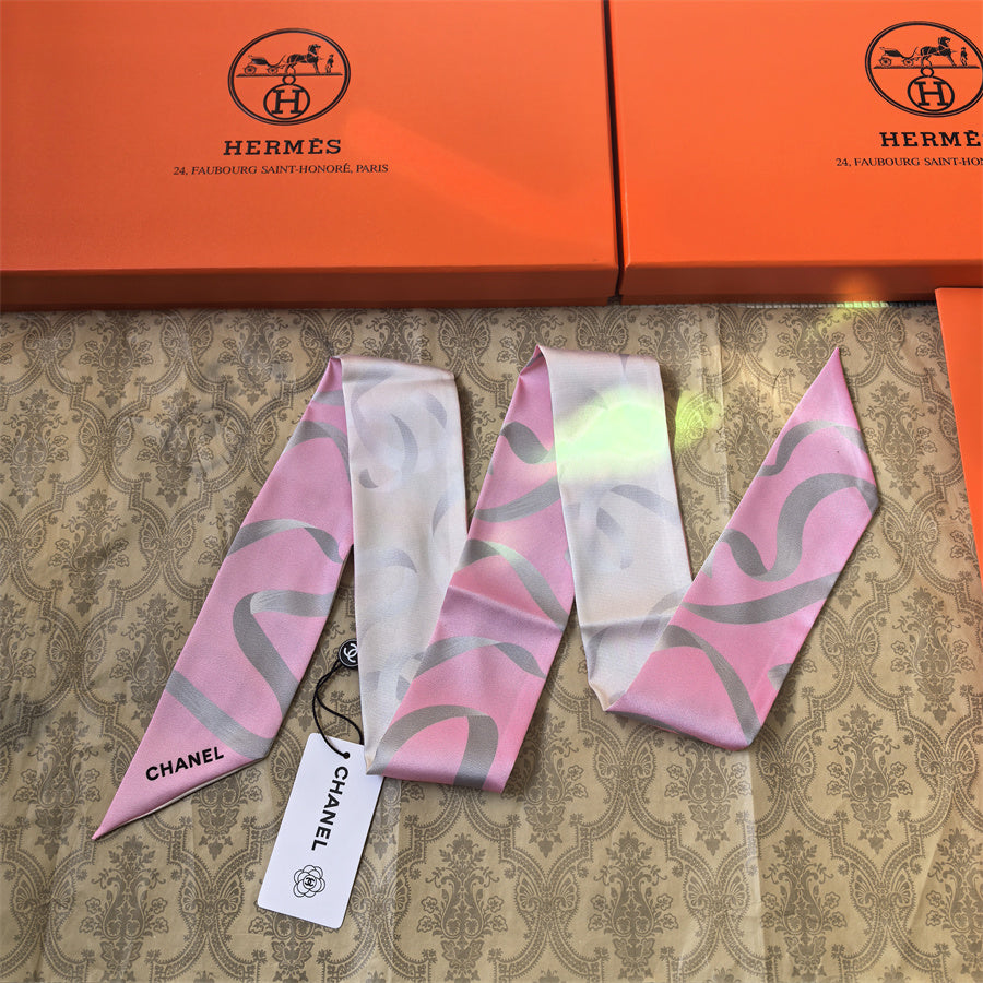 Oversized Interlocking-C Ribbon Scarf - 5 x 120 cm
