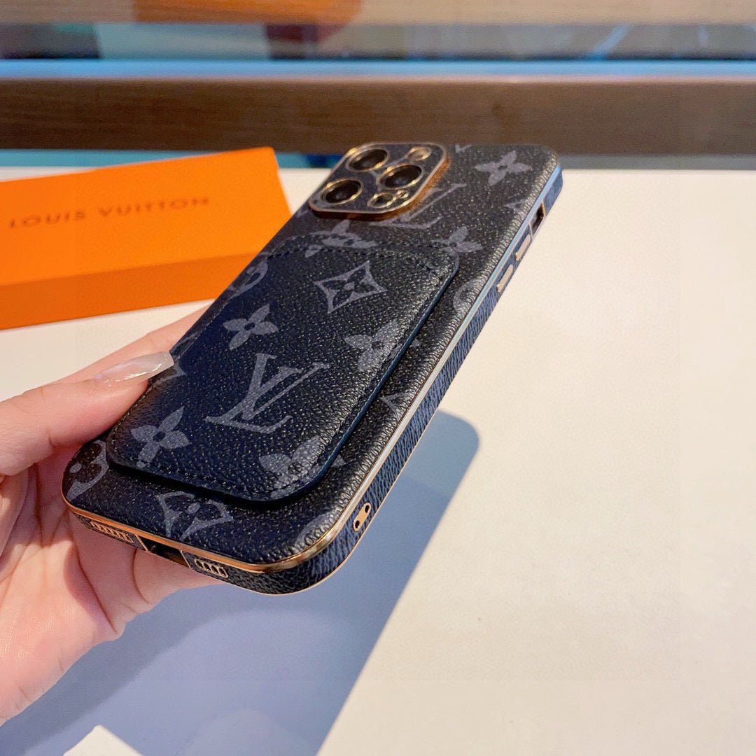 Funda para teléfono con monograma y bolsillo para tarjetas