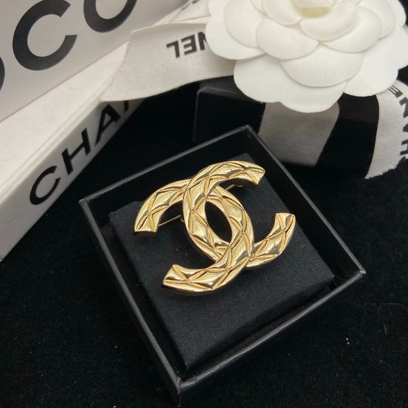 Textured Interlocking Emblem Brooch