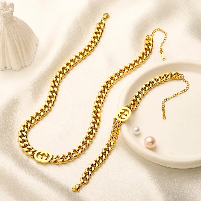 Set Collana Bracciale in Acciaio Inox 304