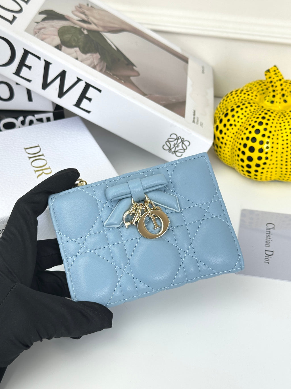 Quilted Flap Wallet with Letter Charms 015