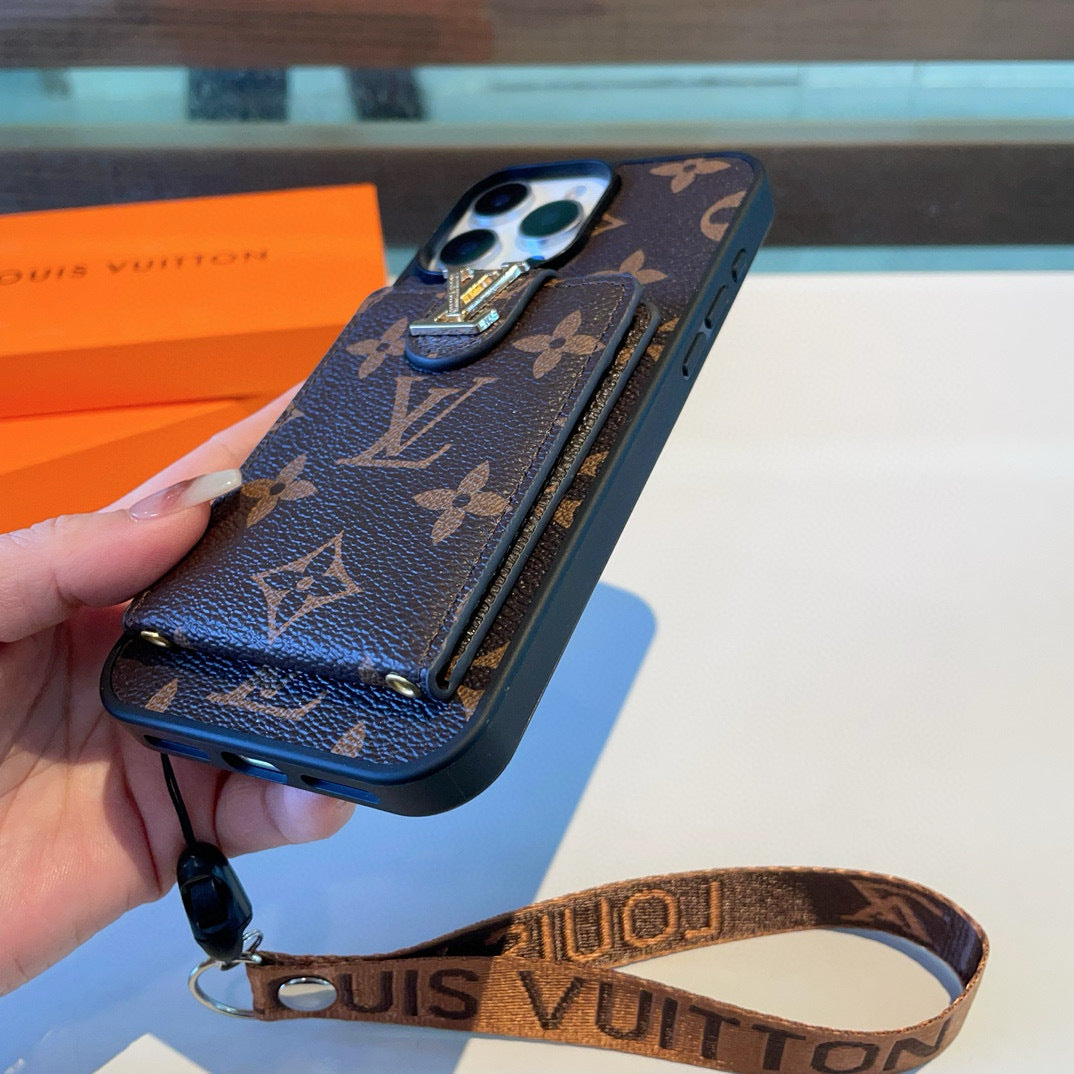 Monogram Phone Case with Strap and Card Pocket