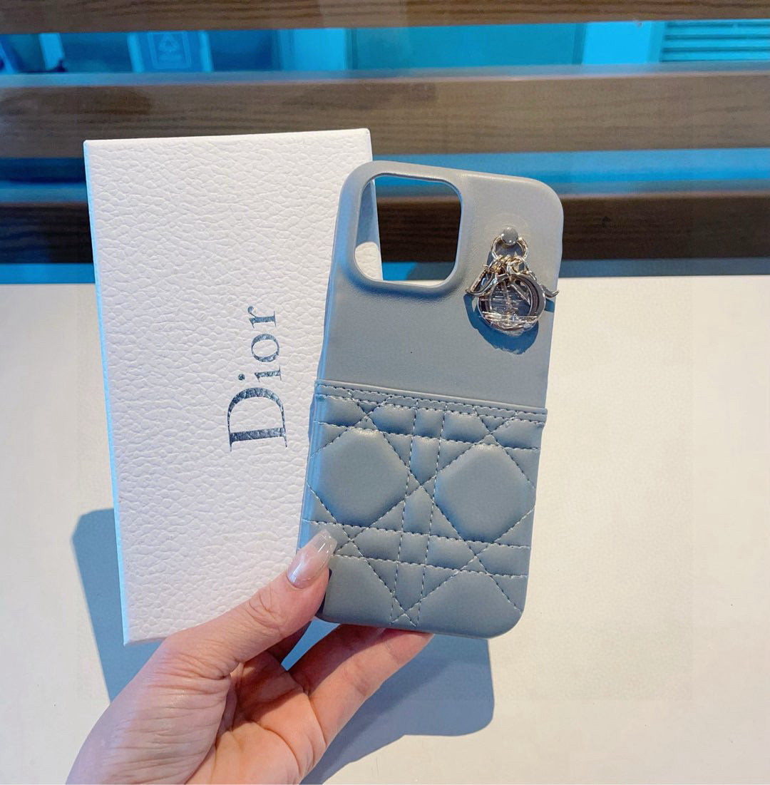 Quilted Phone Case with Letter Charm