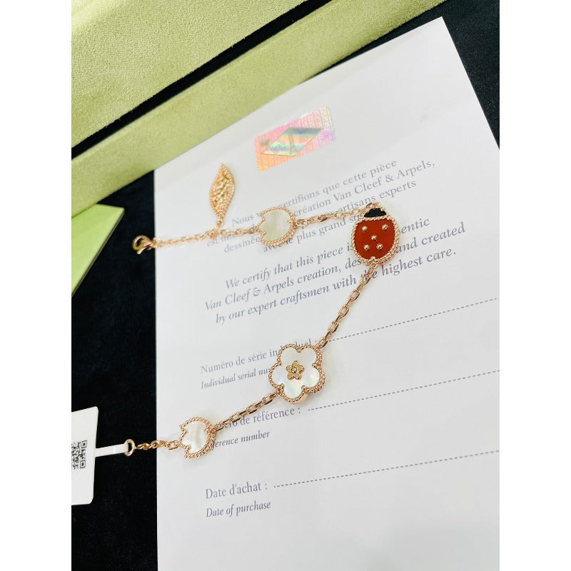Ladybug & Flower Chain Bracelet