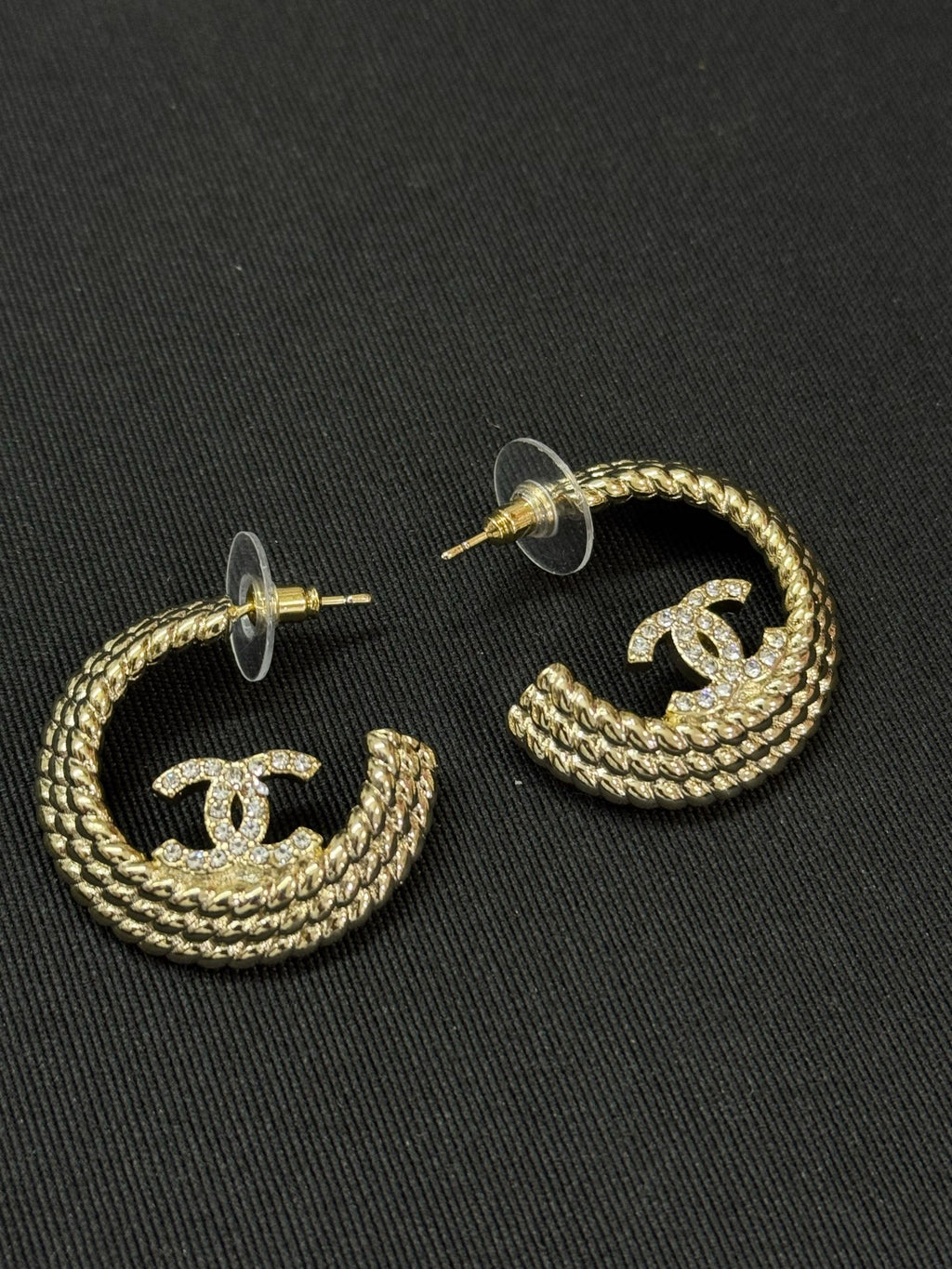 Triple-Row Beaded Hoop Earrings