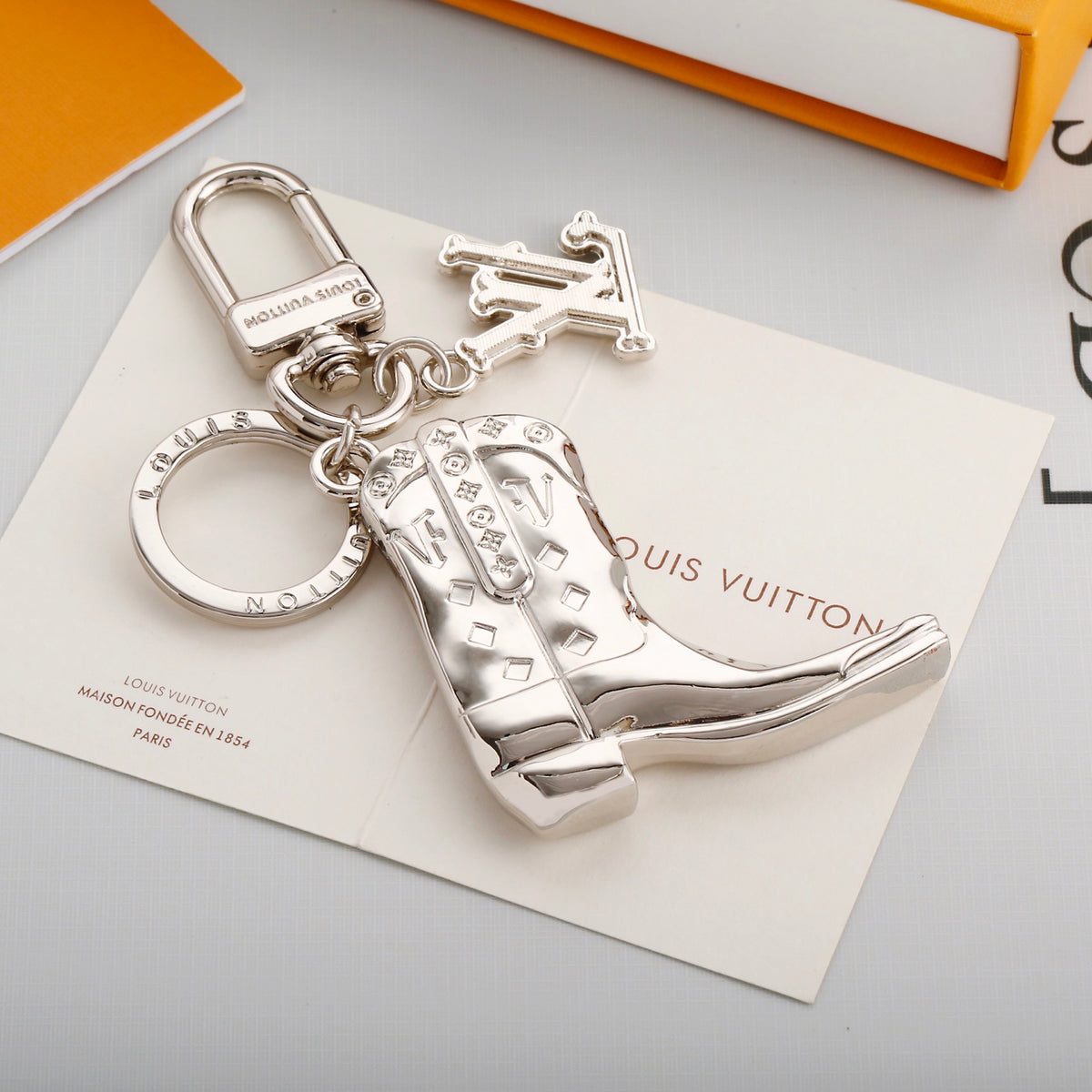 Checkered Boot Charm Keychain