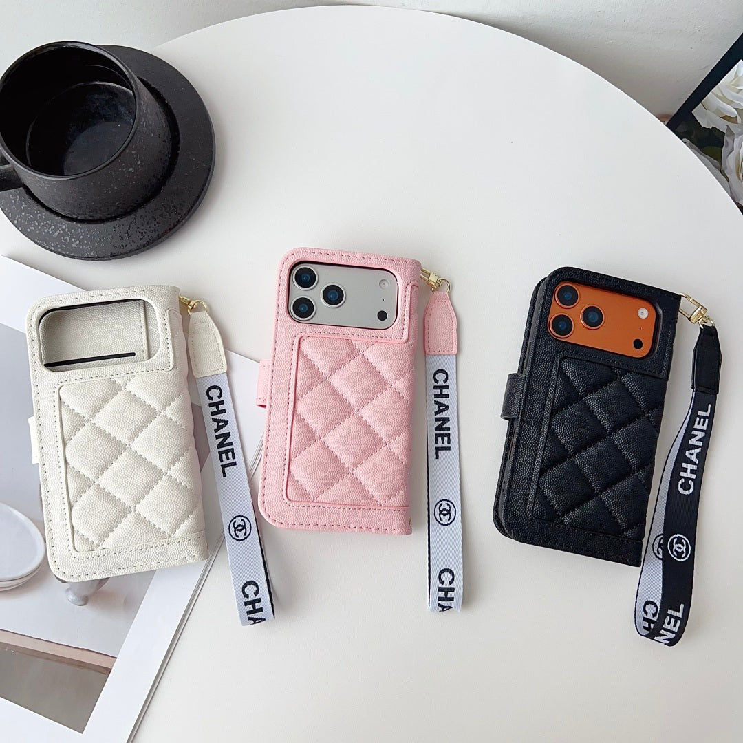 Quilted Phone Case with Wide Lettered Strap