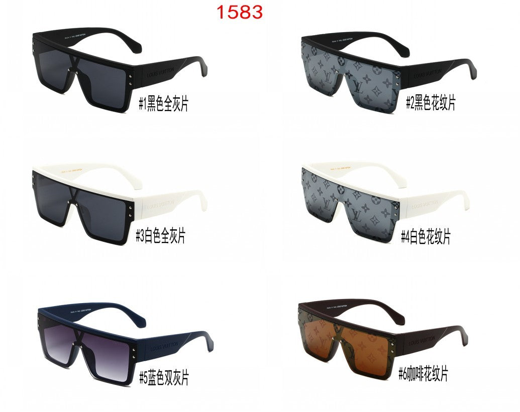 Angular Flat-Top Sunglasses with Wide Temples