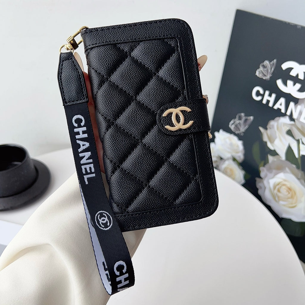 Funda acolchada para teléfono con correa ancha con letras