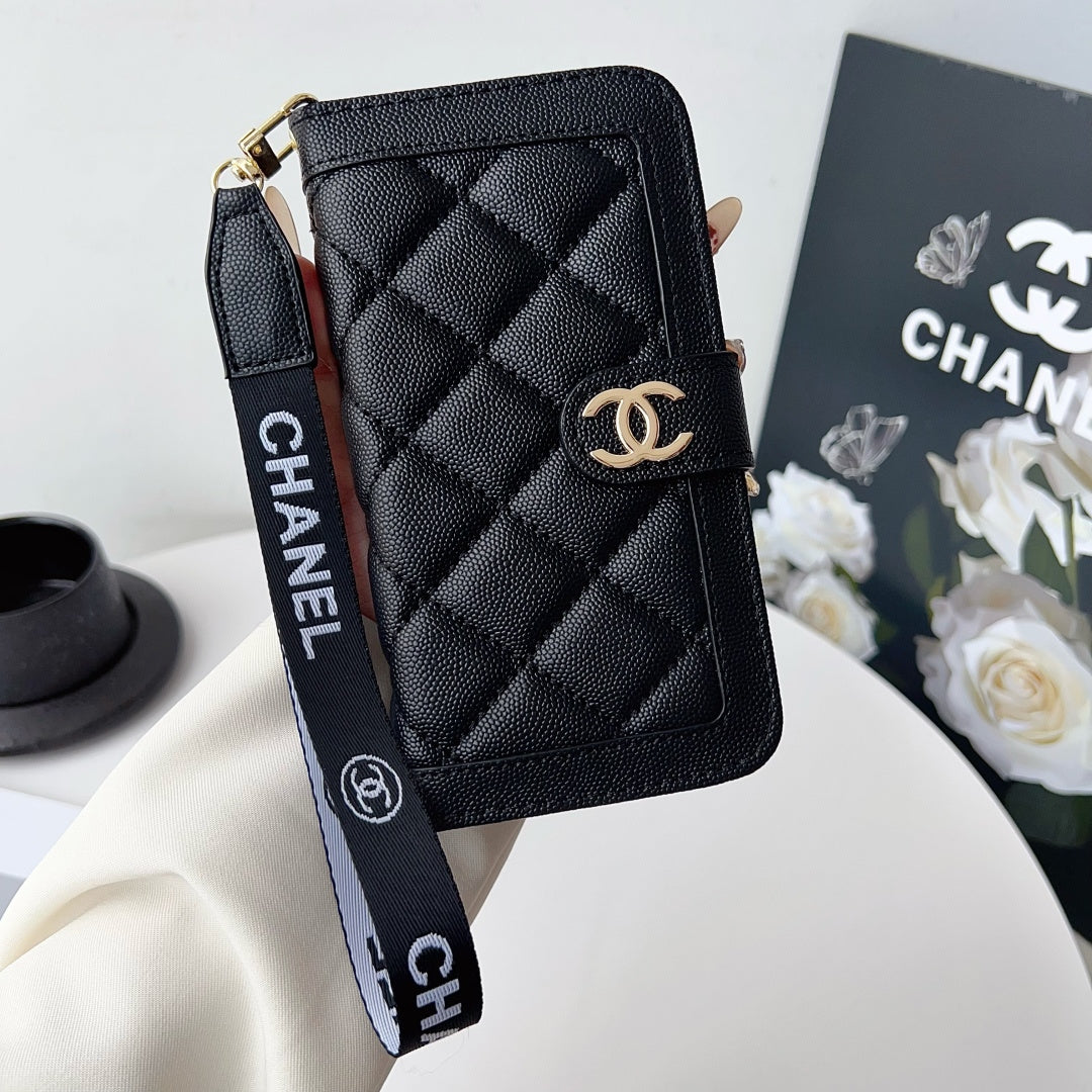 Quilted Phone Case with Wide Lettered Strap