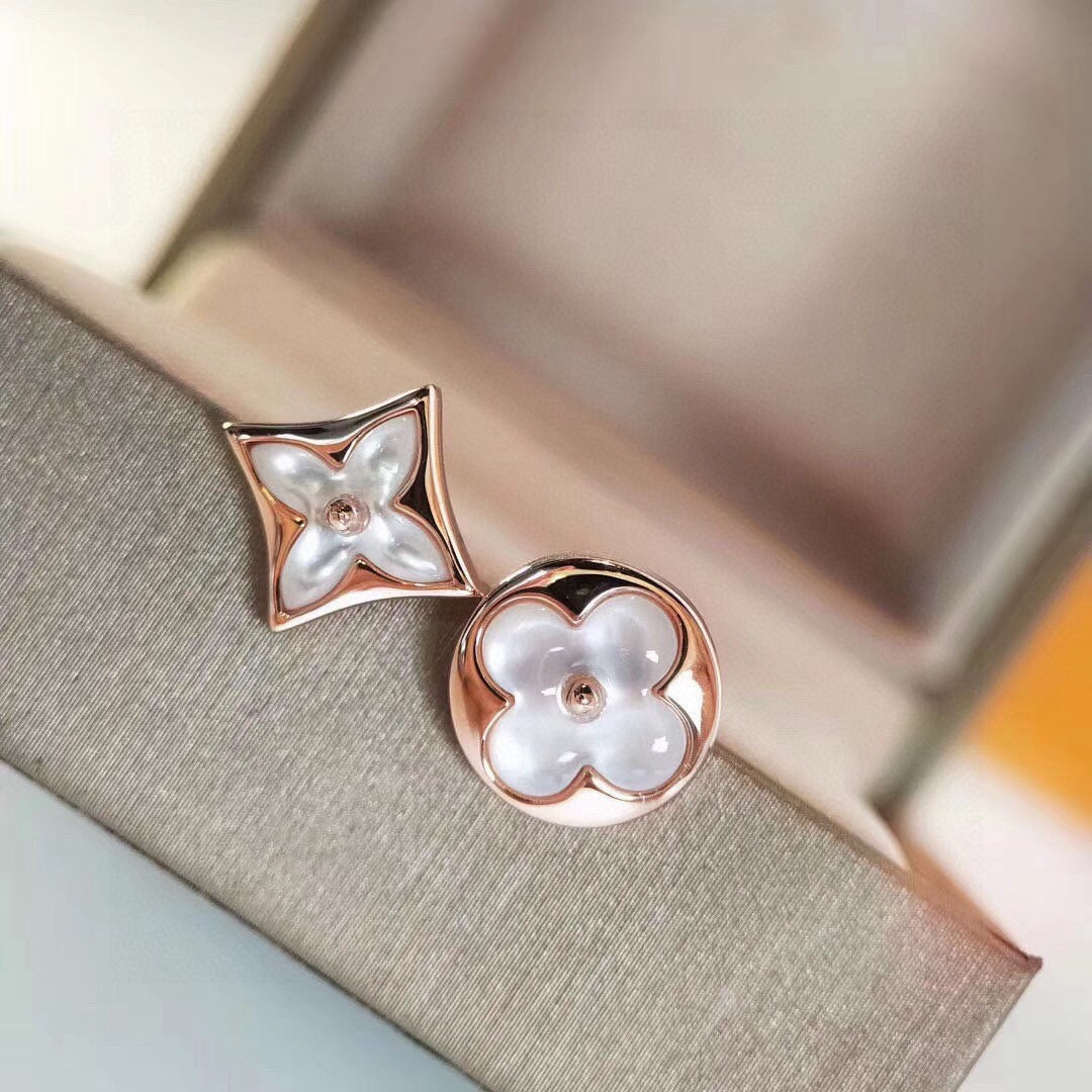 Asymmetric Floral Stud Earrings