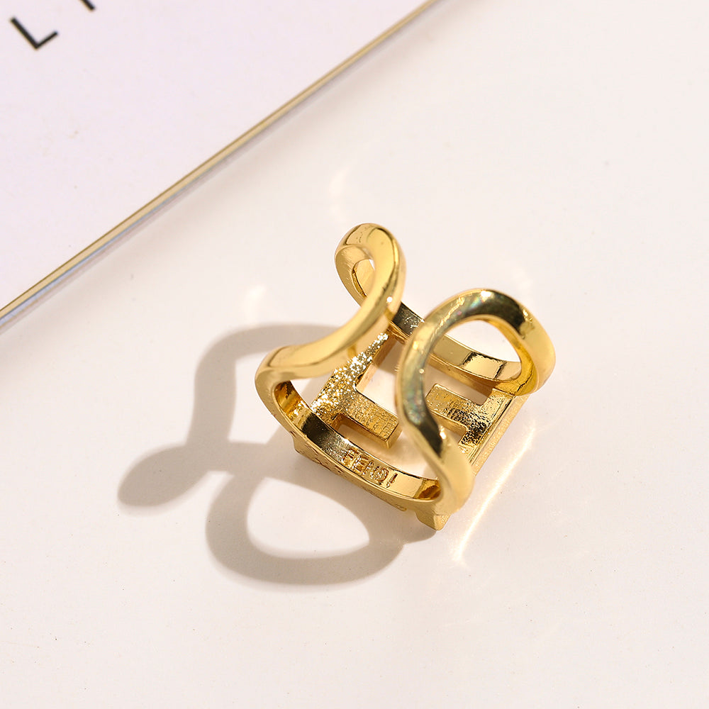 Open Square Frame Ring with Stone Accents
