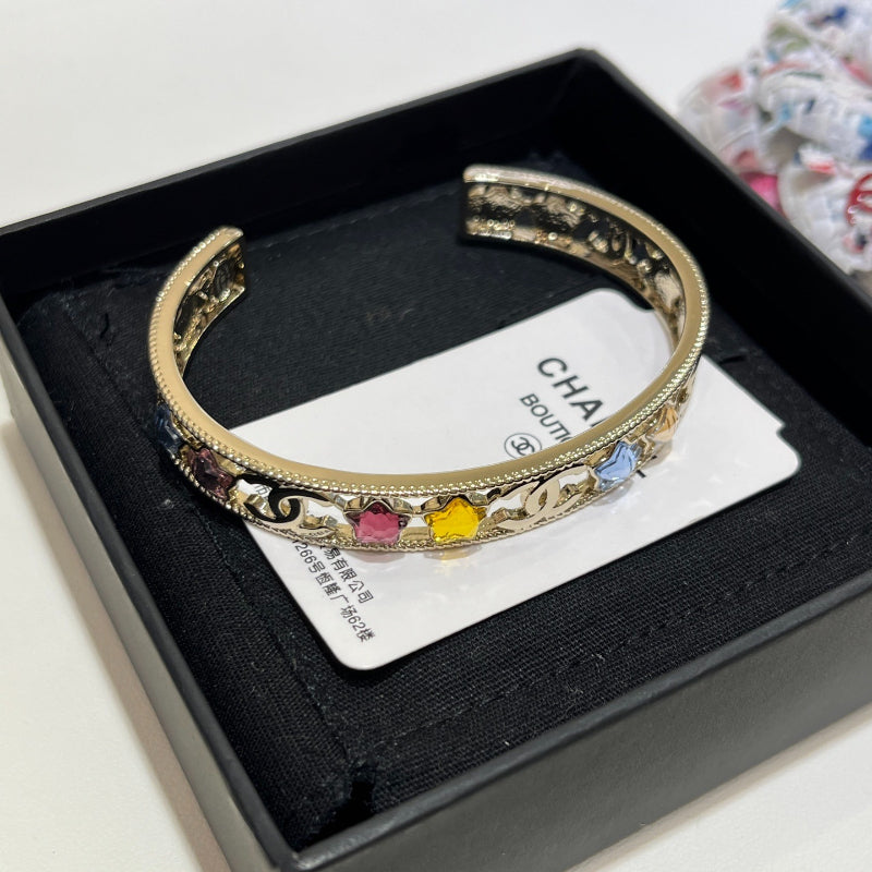 Colorful Stone & Pave Cuff Bracelet