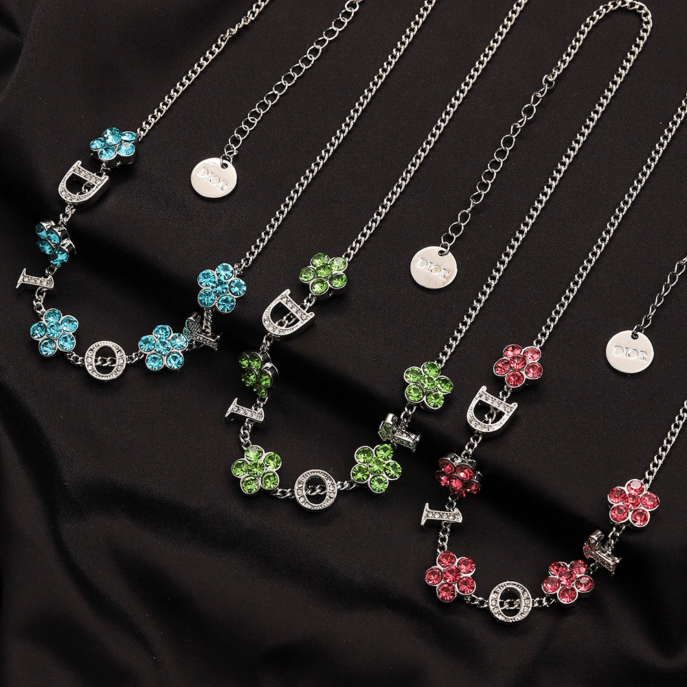 Alloy Floral Letter Earrings, Bracelet & Necklace Collection