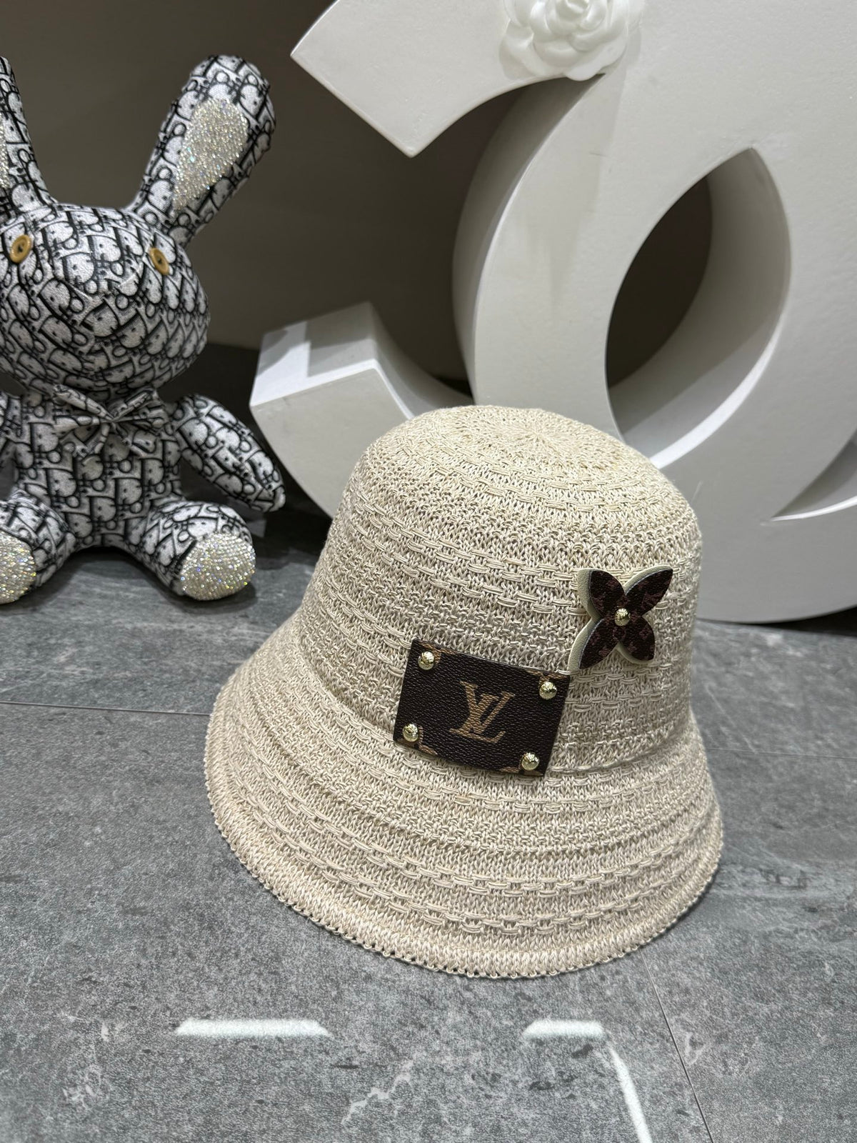 Crochet Bucket Hat with Floral Accent