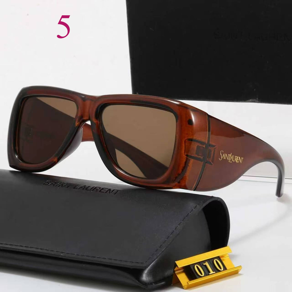 Wide Rectangular Sunglasses with Rounded Corners