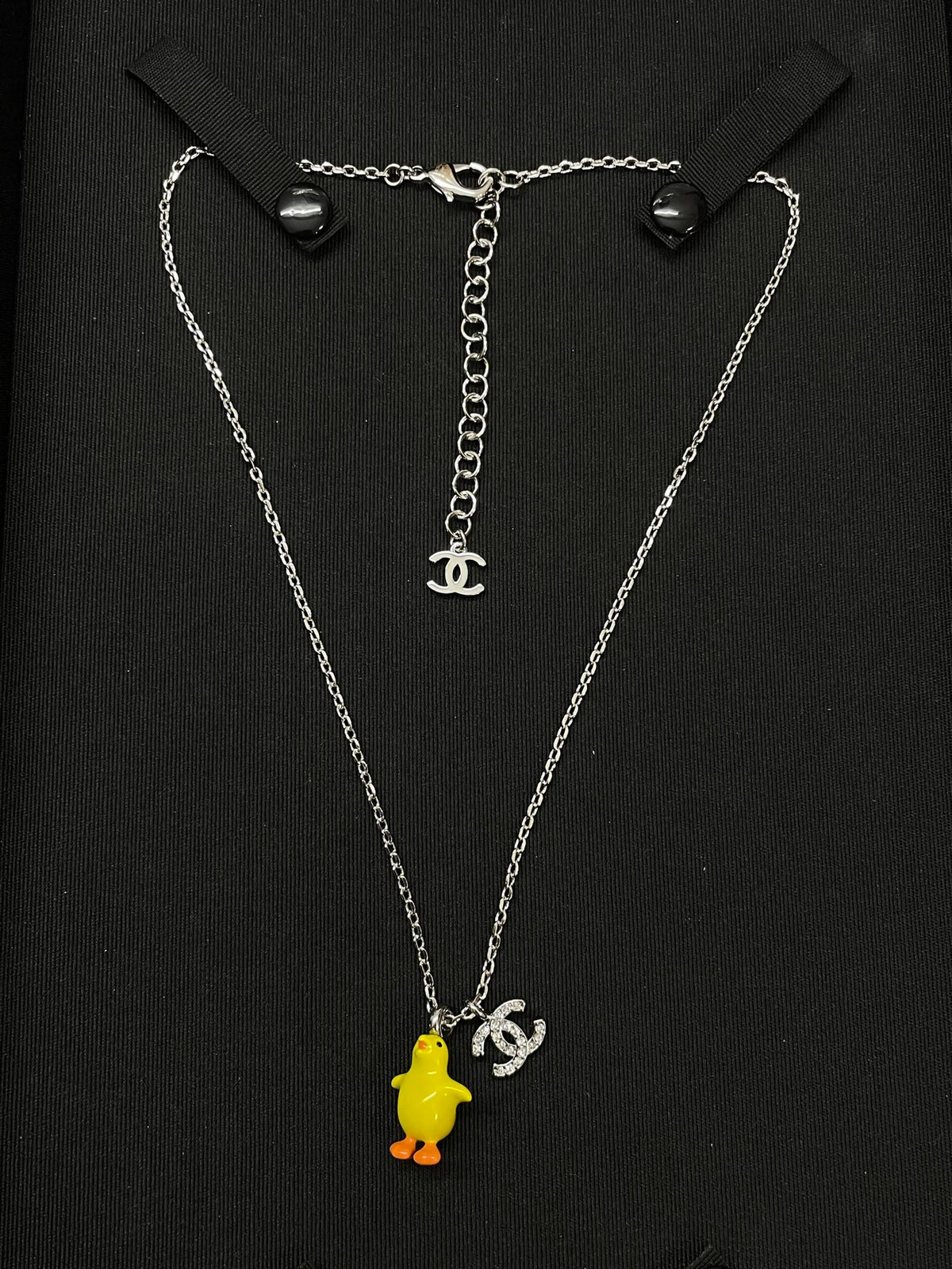 Yellow Bear & Interlocking-C Charm Necklace