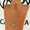 Gold Tone Rhinestone Interlocking Pendant Choker Necklace