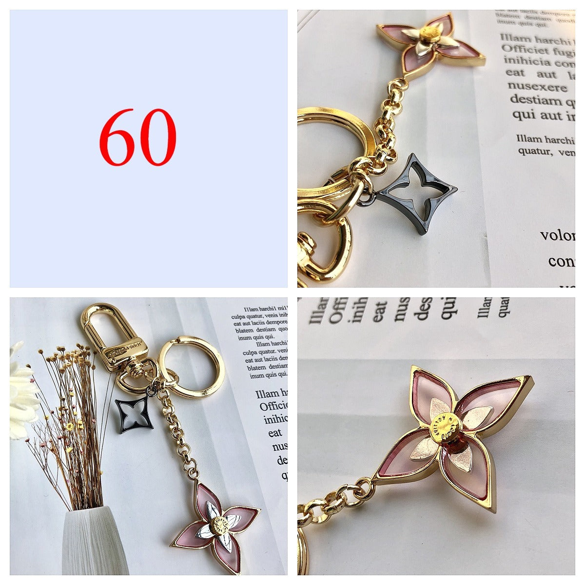 Heart & Flower Charm Keychain - Style Options