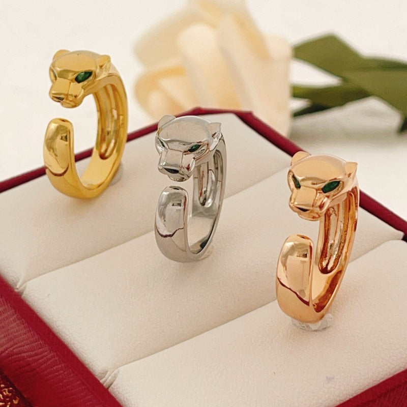 Polished Panther Head Wrap Ring