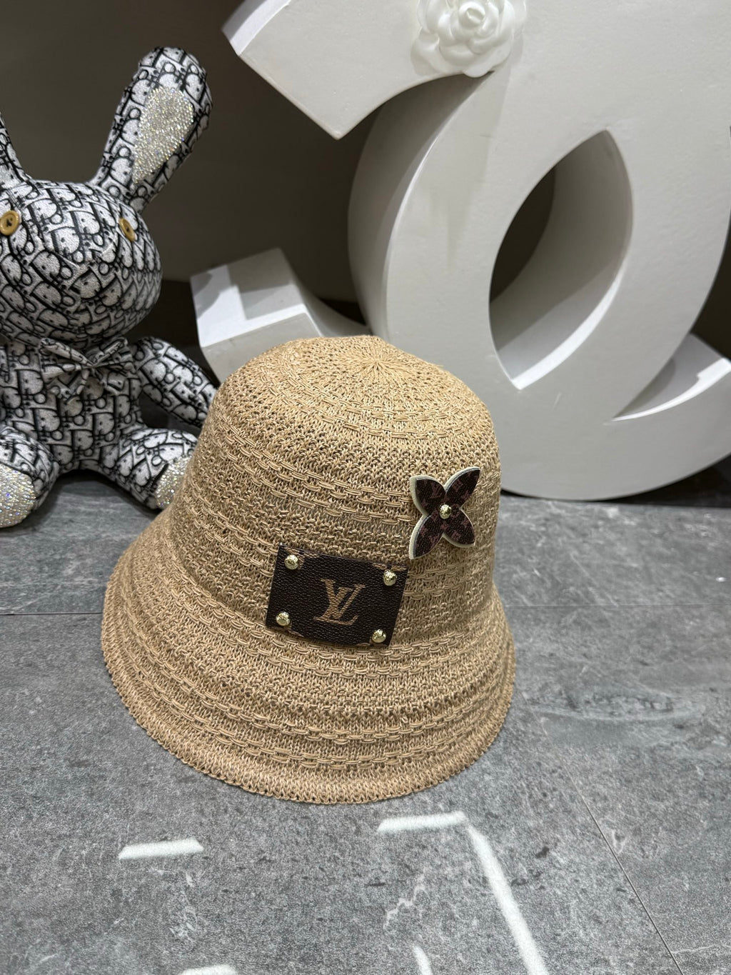 Crochet Bucket Hat with Floral Accent